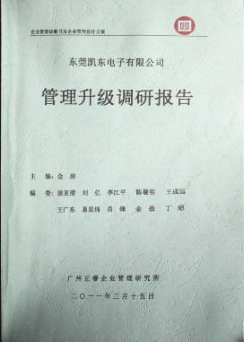2011年3月15日，正睿咨詢專家向凱東決策層陳述調(diào)研報告